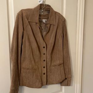 Beige Suede leather blazer/ jacket sz Medium